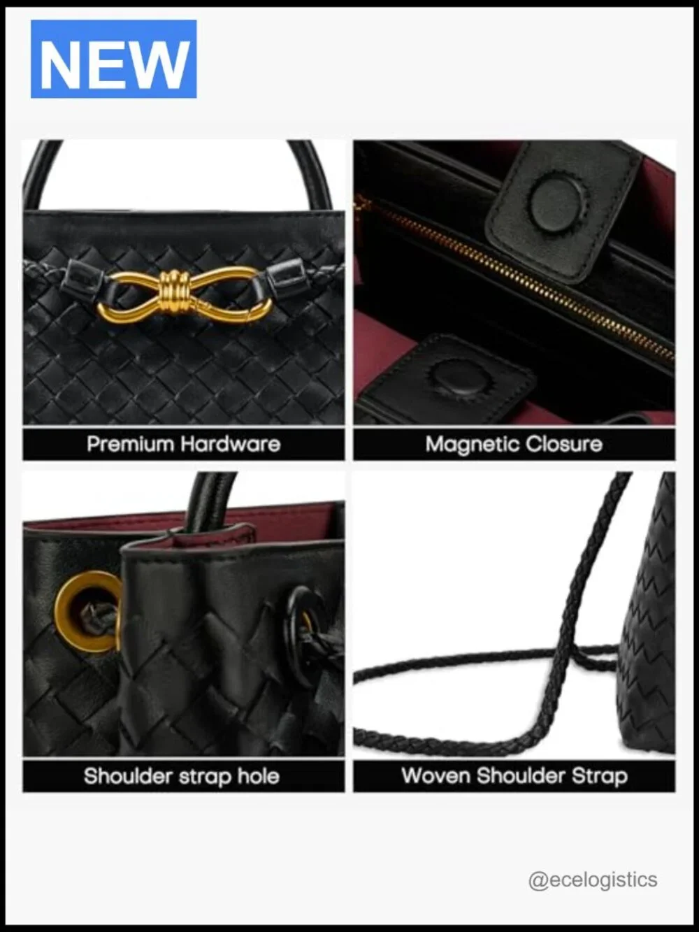 Woven Tote Bag Leather Shoulder Handbag Top Handle Purses